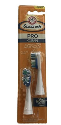 Spinbrush PRO CLEAN Replacement Toothbrush / Brush Heads Soft Arm & Hammer