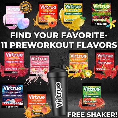 Pre Workout Sample Pack - 11 Flavors + Free Shaker Bottle - Energy Sampler