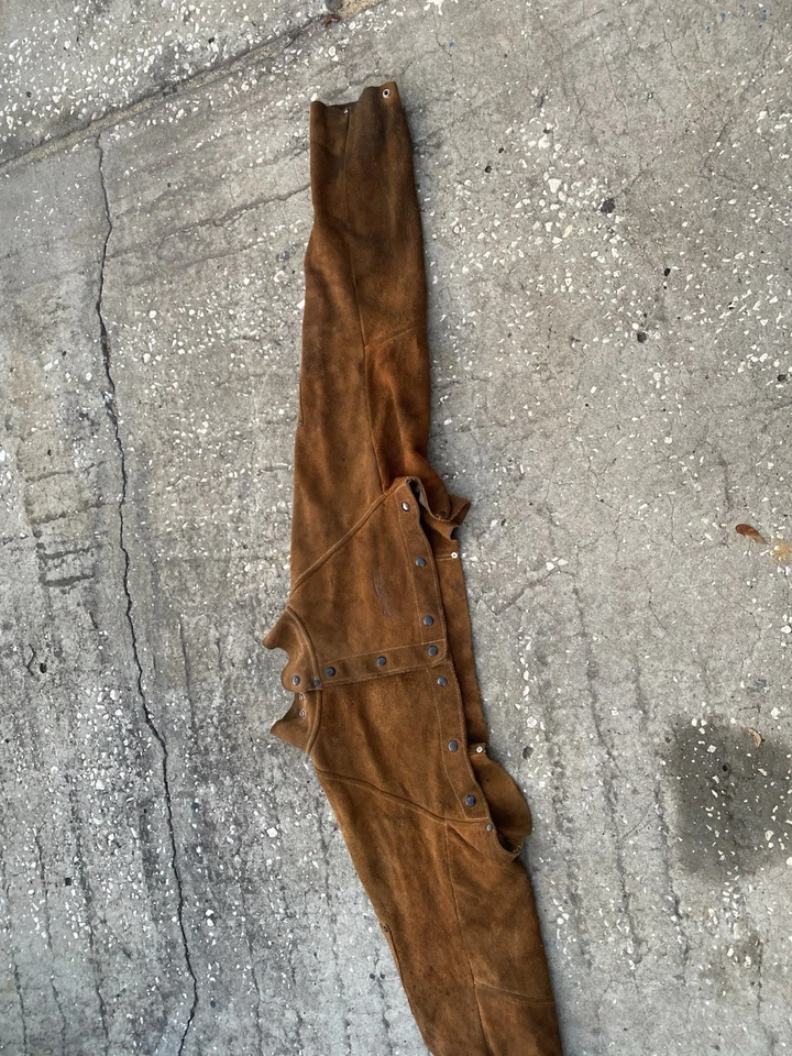 Chaqueta de trabajo marrón con manga de capa de soldadura XL 100 % cuero de vaca # 3821 RN 80322 Foto 4 de 4