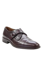 Johnston & Murphy Mens Leather Slip On Buckle Dress Loafers Brown Size 8