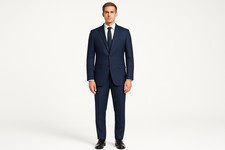 RENOIR Navy Suit Men New Basic 38R 54L Classic Regular Fit Business Church