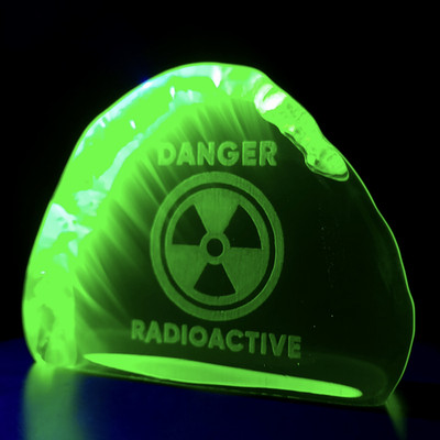 Uranium Glass Figurine Vaseline Yellow Glass Statuette Rock Art Glass