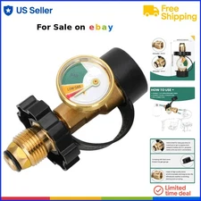 Propane Gas Gauge Brass Adapter for 100 lb Tanks, POL to Type1, Fluorescent