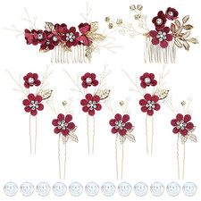20 Pack Classic White Dusty Pink Blue Flower Bridal Wedding Hair Side Combs U-sh
