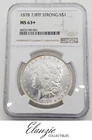1878 Morgan Silver Dollar 7-8 TF Strong NGC MS63+