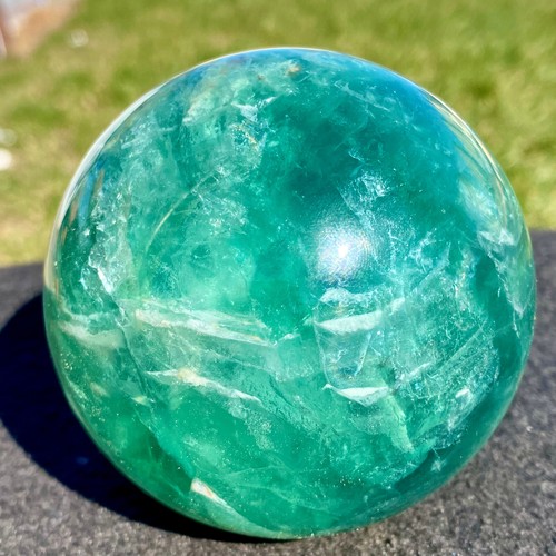 2.07LB Natural Green fluorite ball quartz crystal Sphere Reiki energy healing - 第 12/15 張圖片