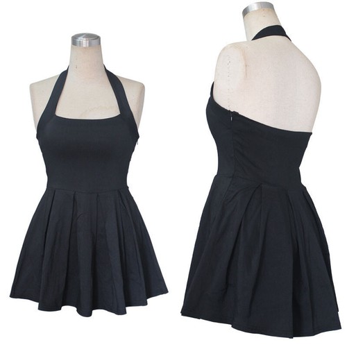 Women's Halter Neck Sleeveless Dress Sexy Backless Summer Casual Mini Dress US - Picture 8 of 14