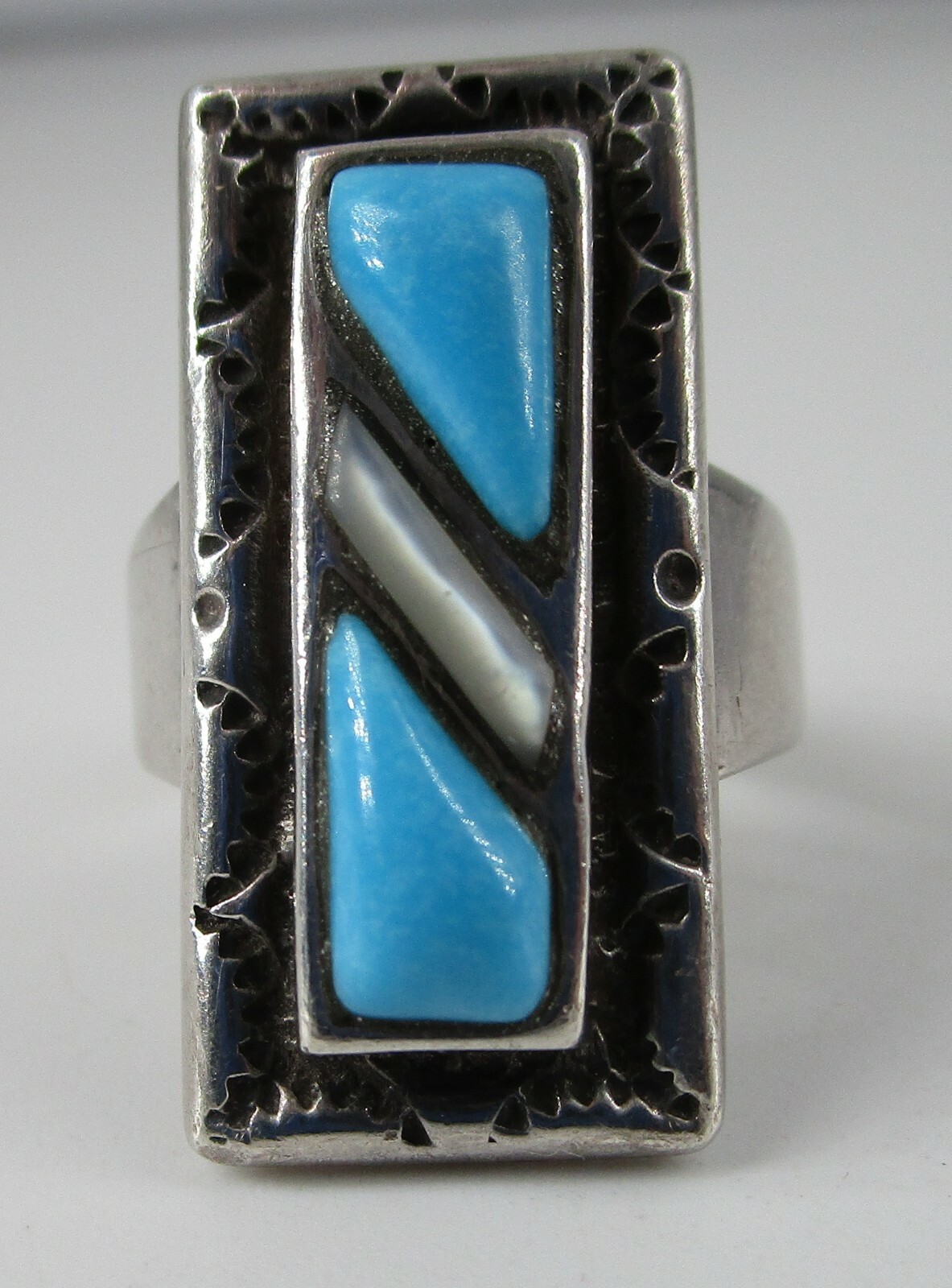 Sterling Ring Cobblestone Turquoise MOP Artisan H… - image 1
