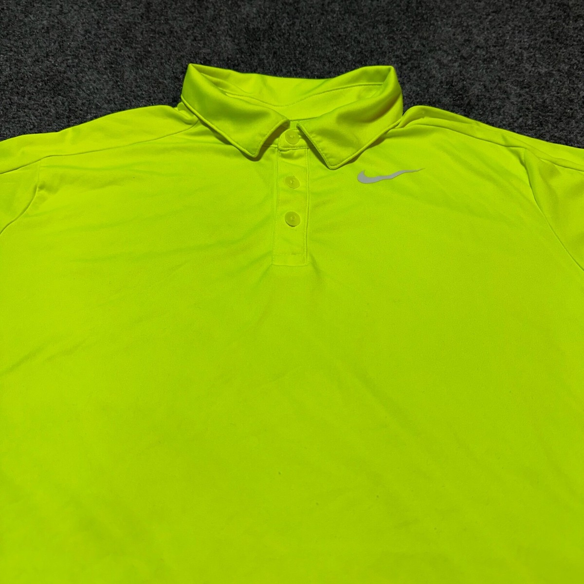 Nike Polo Shirt Boys Extra Large Neon Yellow Collared Short Sleeve