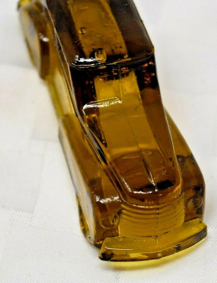 老式玻璃汽车糖果架容器玩具黄色 — 第 2/4 张图片