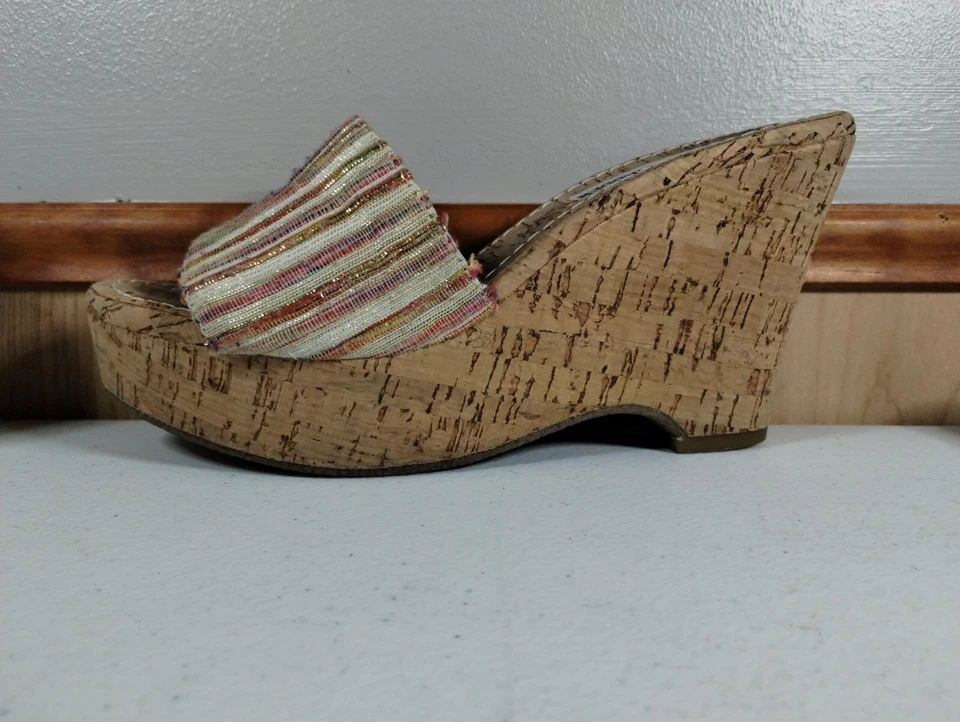 Steve Madden Talla 5.5 Mujer Surg Tela y Corcho Cuñas Tacones Sandalias Plataformas Foto 3 de 4