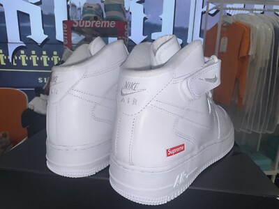 Supreme Nike Air Force 1 Mid White Men's US Size 10.5 - FZ8784 100