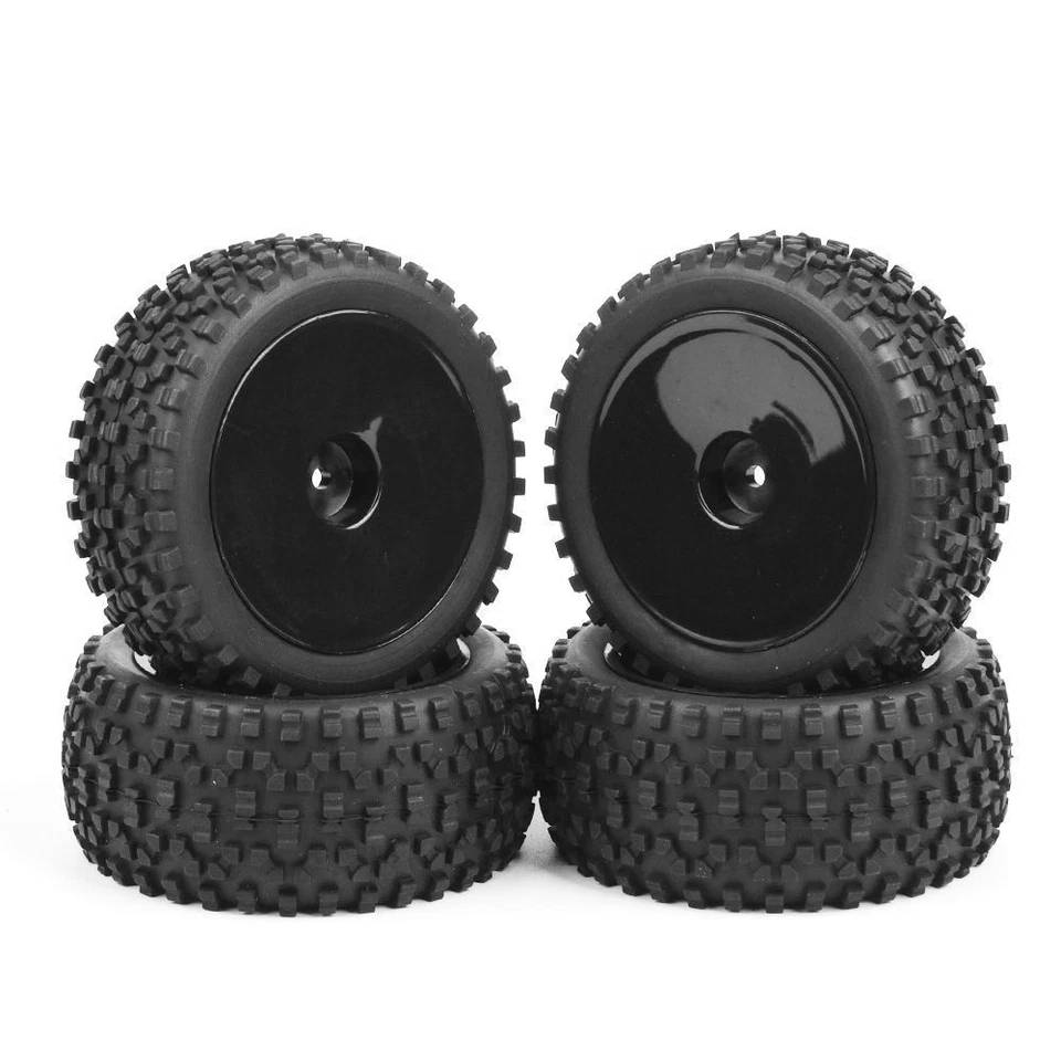 4Pcs Rubber Tyre Front Rear RC Buggy Tires 12mm Hex For 1/10 Off-Road Car - Image 3 of 4