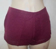 Bloch fine gauge ballet shorts Burgundy Ladies Large pierced detail hem Lucy