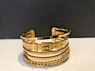 2015 AUTHENTIC MICHAEL KORS ASTOR FROZEN STACKED CUFF W/GENUINE DIAMOND INLAY. 