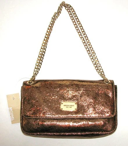 BORSA A TRACOLLA NEW MICHAEL KORS JET SET CATENA CONVERTIBILE ARTICOLO BRONZO PELLE