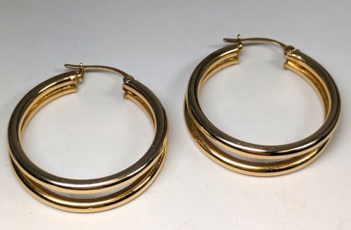 Pendientes de oro 14K, diámetro 1-1/8"" - Imagen 4 de 7