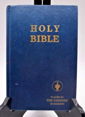 #ad HOLY BIBLE Placed by the GIDEONS in Memory Blue HARDCOVER 1978 Blue clean $5.92
