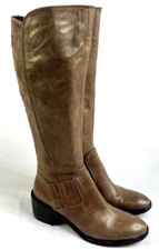 Donald J Pliner Envy Boots Riding Taupe Leather Sz 9 Knee High Block Heel