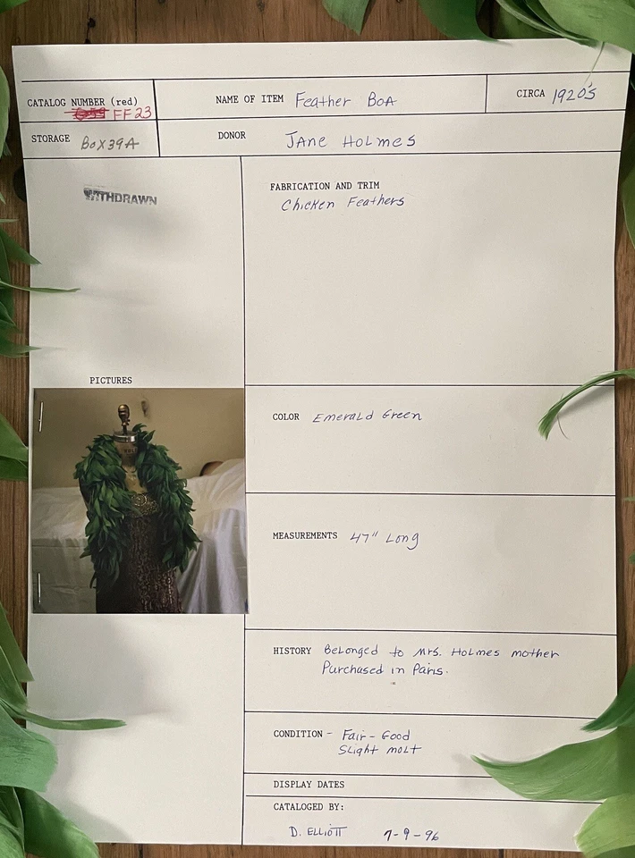 Antigua bufanda boa con cuello de pluma verde aleta envoltura años 20 Art Deco para mujer francesa Foto 4 de 4