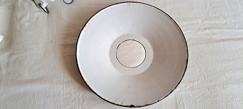 Alt Antik Emaille Bauhaus Glaskolben Decken Lampe Lampenschirm Email Emailliert - Bild 7 von 7