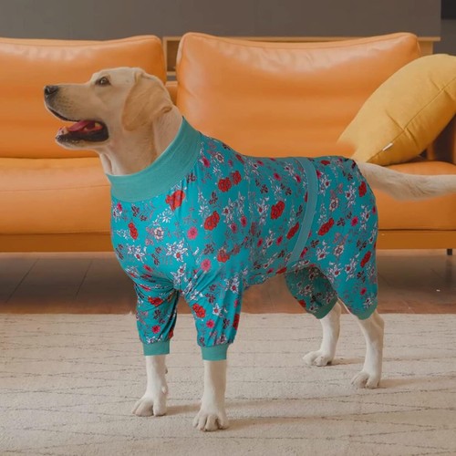 LovinPet Dog Pajamas Jumpsuit Clothes Apparel Elastic Prints Warm for Large Dogs - Picture 5 of 7