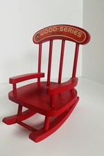 Vintage Monchhichi Red Wood Rocking Chair Wood Series Rocker 1980 MATTEL