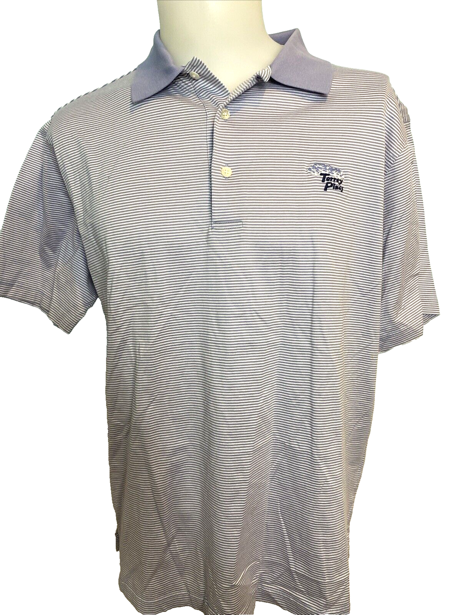 Torrey Pines Men's Golf Shirt Lavender & White Micro Stripes Sz M
