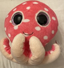Ty Beanie Boo OLLIE the Octopus 6" Pink w/White Polka Dots Purple Glitter Eyes