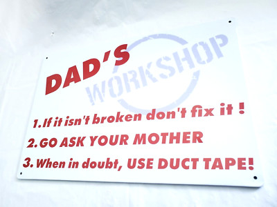 Dad's Workshop 3 Rules Metal Sign Man Cave Garage