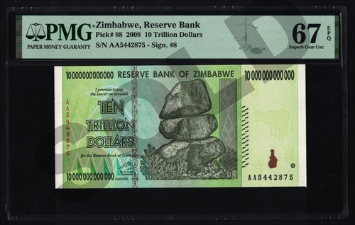 10 Trillion Dollars Zimbabwe AA 2008 Exceptional PMG Certified Gem Uncirculated - Picture 8 of 13