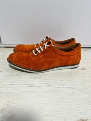 Italian suede orange dress shoes derby mens Morgillo Calzature