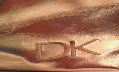 Donna Karan Gold Metallic Faux Leather Large 17 x14 Purse Hand Bag New