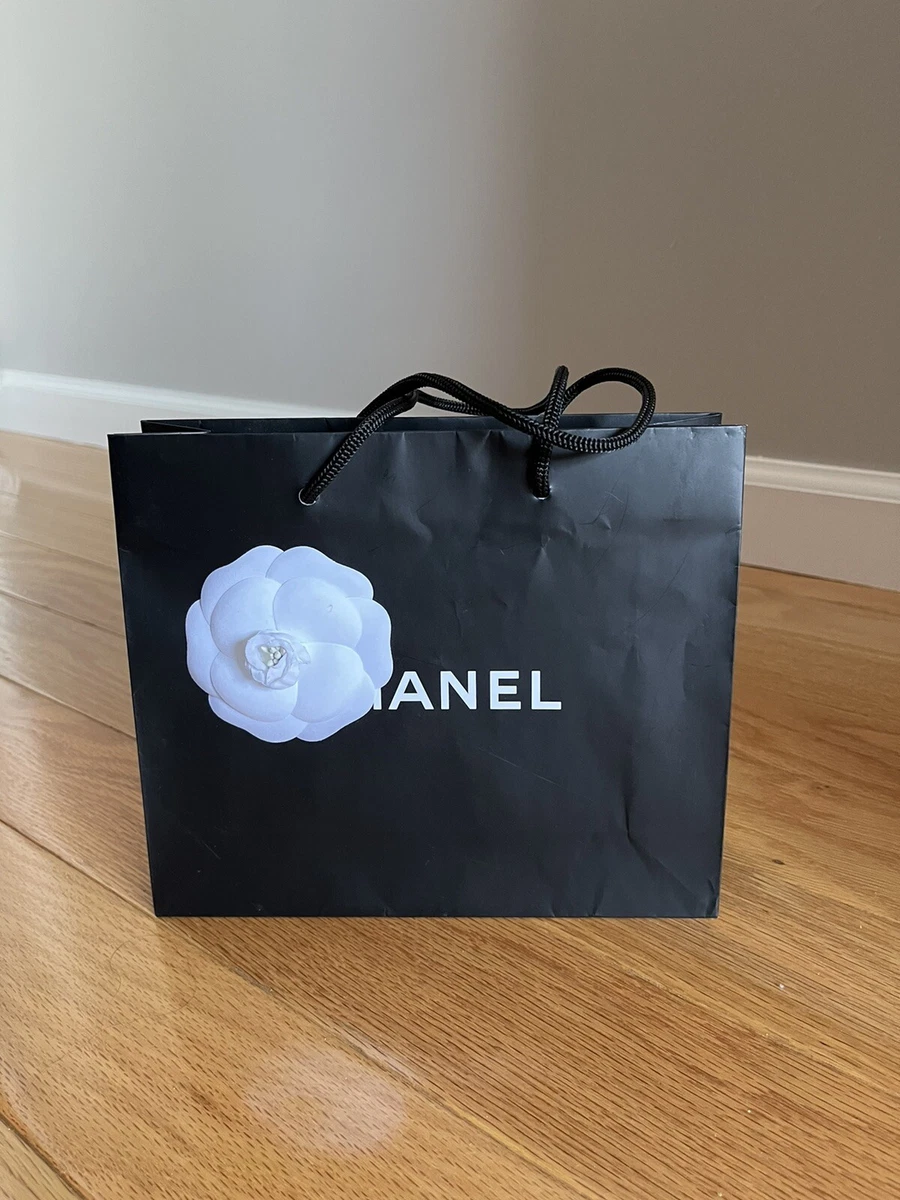 Chanel Gift Shopping Bag & Camellia Flower Black 8.5”x 7”x 2.5”