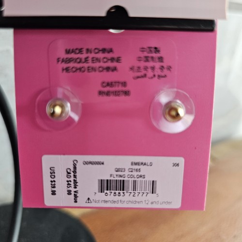 kate spade- Flying Colors- Bezel Stud Earrings- Emerald Cubic Zirconia- NWT- $39 - Picture 2 of 4
