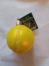 Old World Christmas Yellow Tennis Ball Tree Ornament Glass