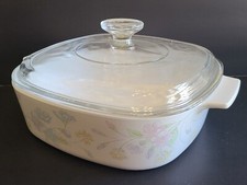 Corning Ware Pastel Bouquet 2 Liter A-2-B Square Casserole Dish Pyrex Lid A-9-C