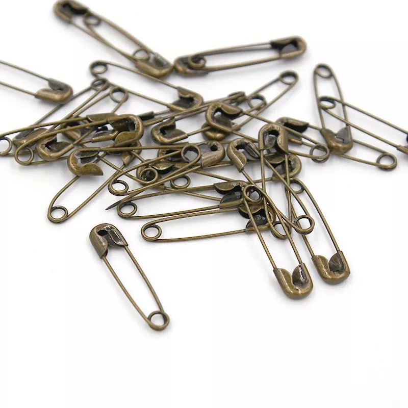 50 x 20mm Small BRONZE Colour Safety Pins Tiny 2cm Clothing Clothes Wedding