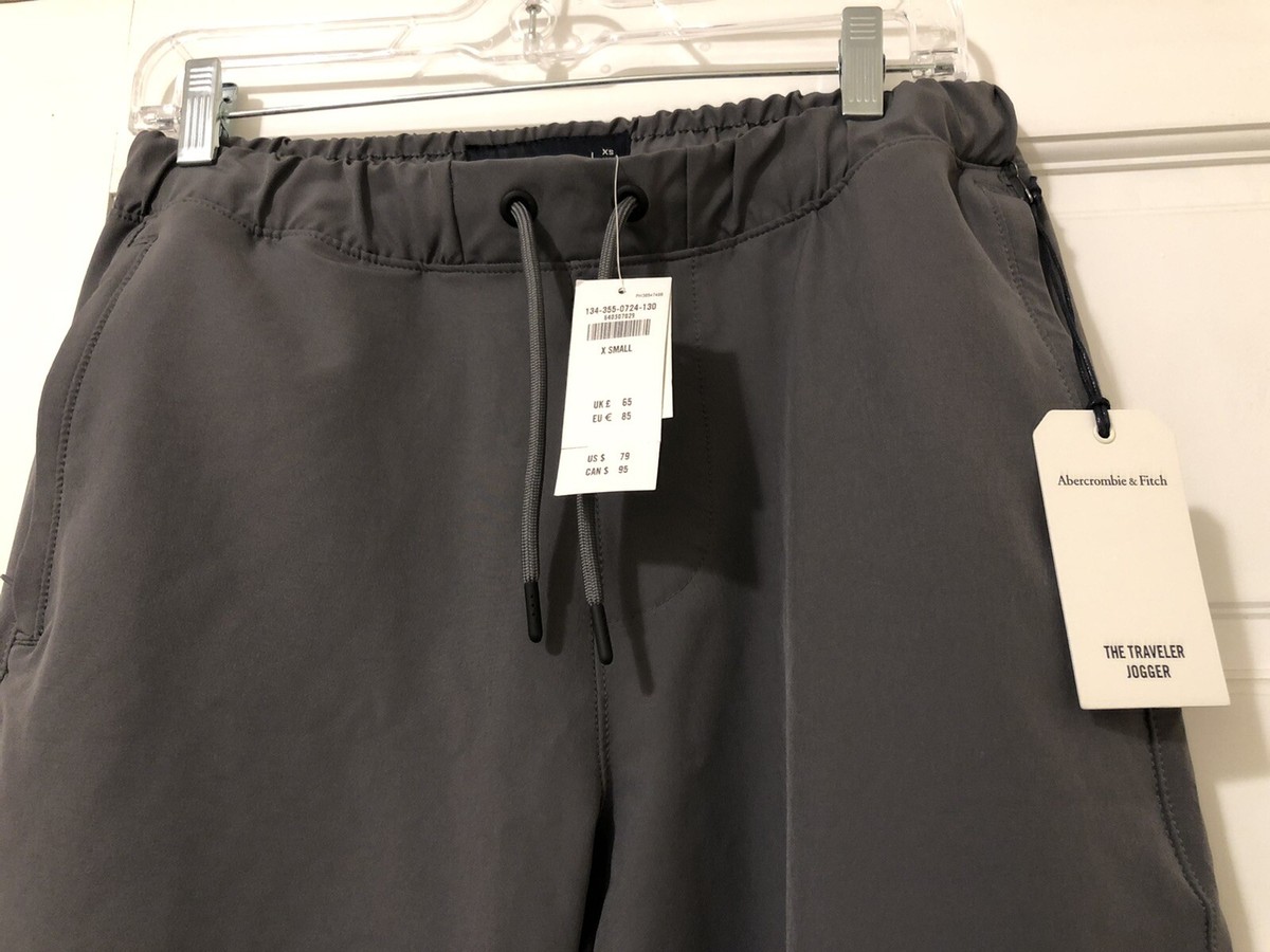 NWT Abercrombie \u0026 Fitch Men's Traveler Jogger Skinny Pants Stretch Gray  XSmall | eBay