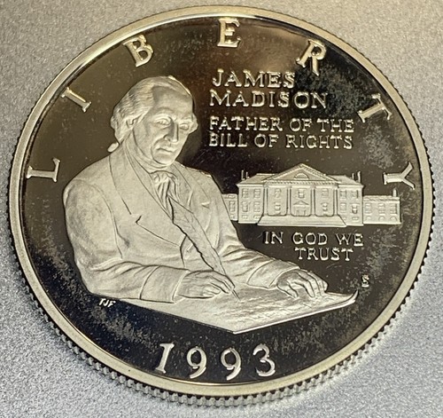 1993-S Proof James Madison Bill of Rights Commem 90% Silver Half Dollar - SR164