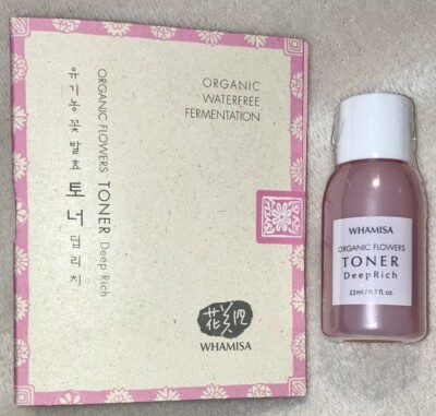 WHAMISA Organic Flowers TONER Deep Rich Toner MINI .7oz, 22ml New in Card Sealed