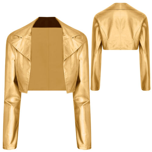 Giacca Donna Cappotto Lucido Moto Capispalla Rock Streetwear Cropped Clubwear - Foto 13 di 49