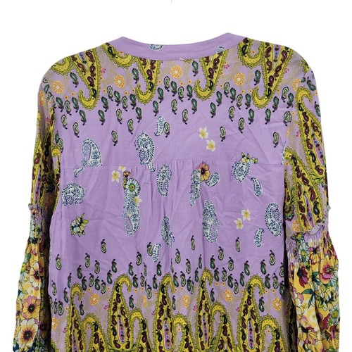 Anthropologie Fig & Flower Lavender Multicolor Boho Peasant Dress Womens L - Picture 11 of 14