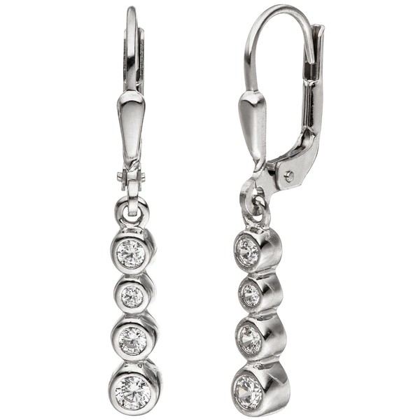 "Jobo\"OhrhäNger 925 Sterling Silber 8 Zirkonia Ohrringe Silberohrringe"-image