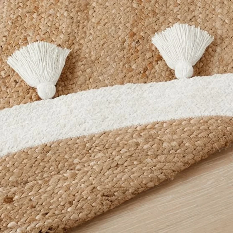 4x4 5x5 6x6 8x8 Ft. Natural Hand Made Jute Round Rug Rustic Hipster Home Decor - Image 4 of 4