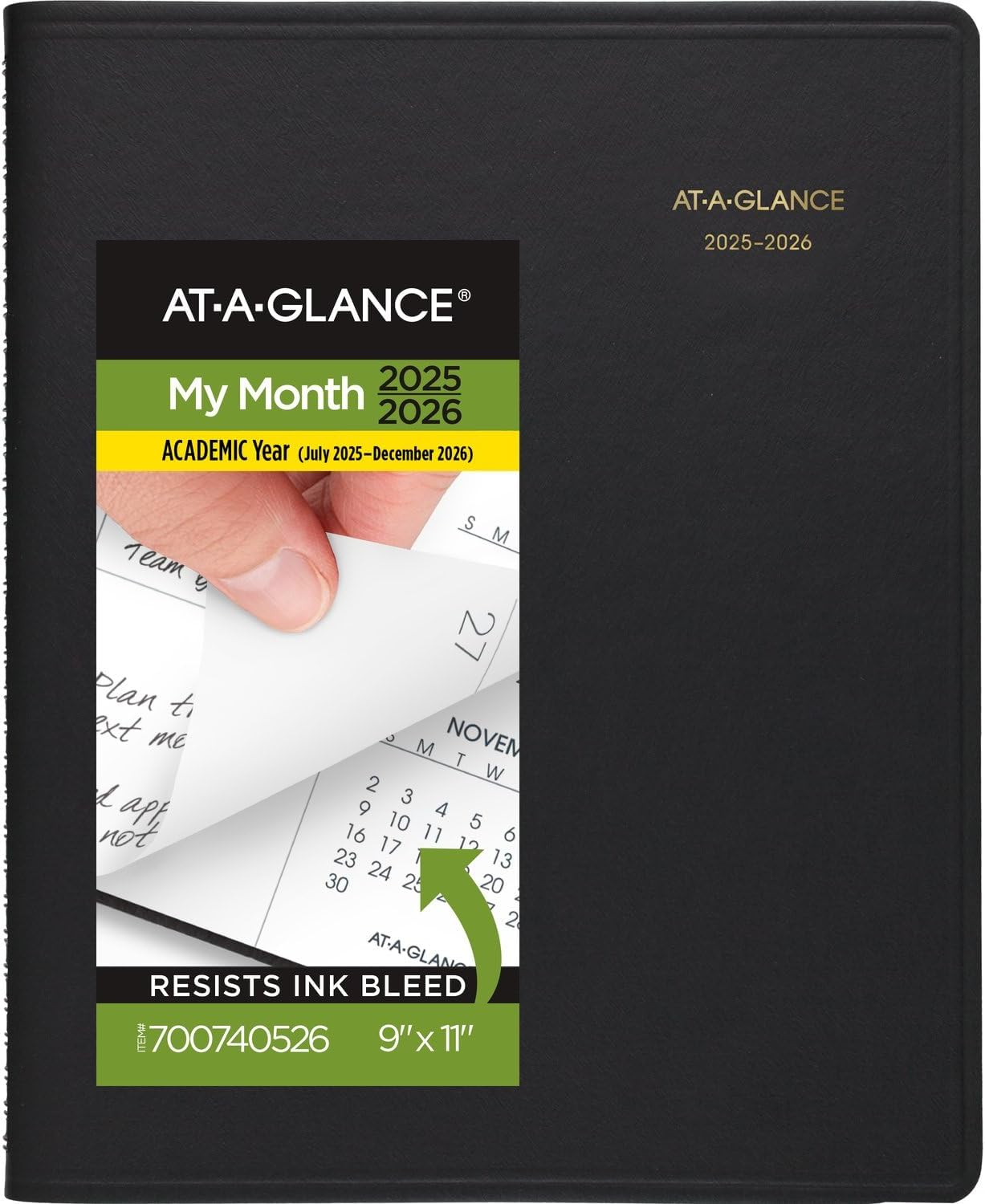 2025-2026 Academic Planner Large 9x11 Monthly Flexible Black Cover 700-image