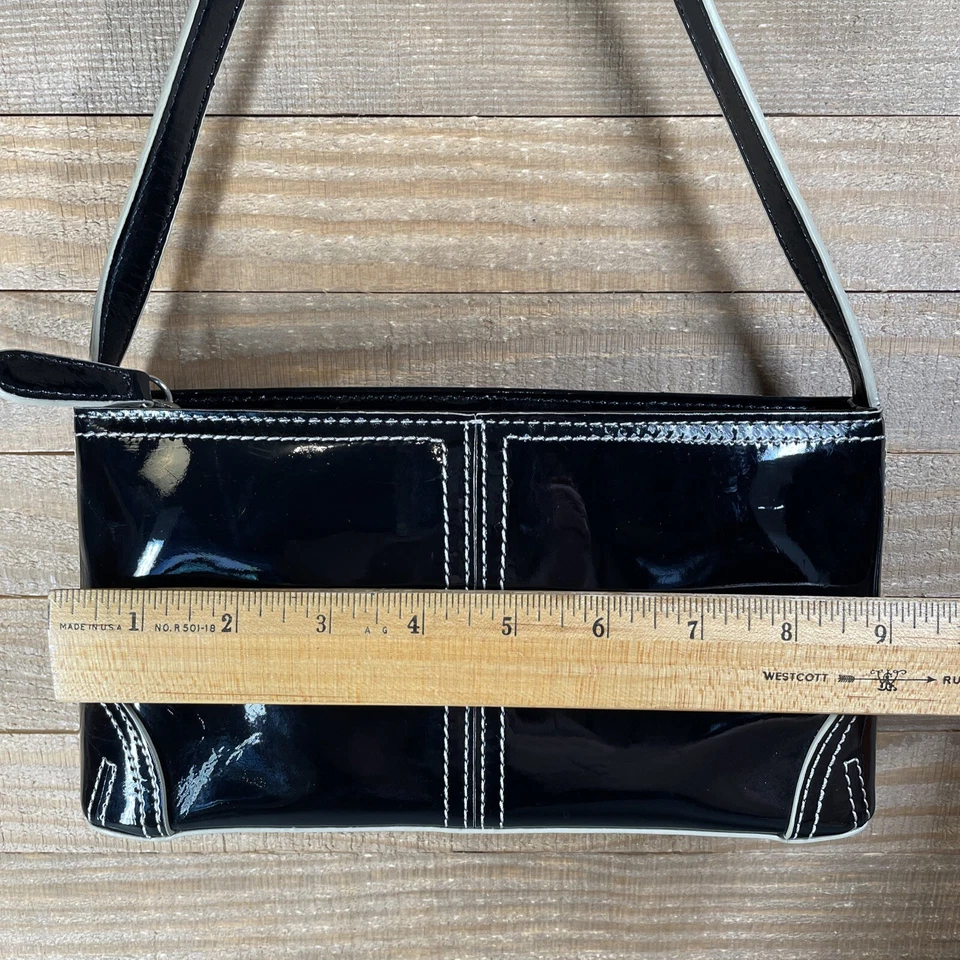 Ann Taylor Mini Patent Leather Black Purse Handbag - Image 2 of 4
