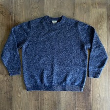 Vintage LL Bean Lambs Wool Knit Sweater Men's XXL Fisherman Crewneck Navy Blue