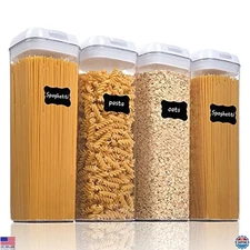 Vtopmart 4-Pack BPA-Free Airtight Food Storage Containers - 1.8L + 24 Labels