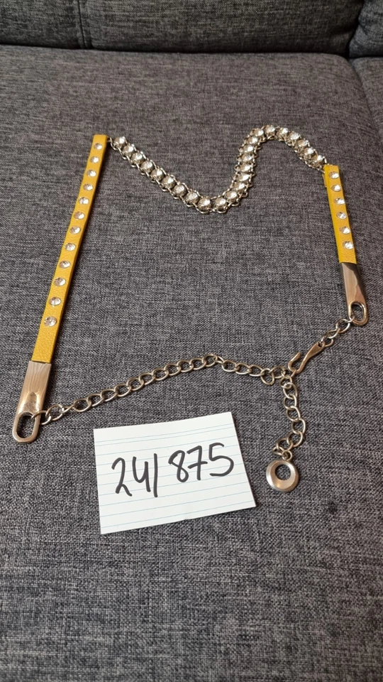 Kezo Damen Gürtel Neu Gelb  Strasssteine Zirkonen 103cm Verstellbar Art 24/875 - Bild 2 von 4